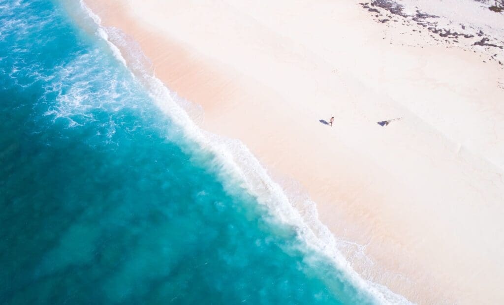 Aerial drone view of Doo Beach, Rote Island