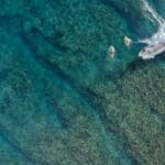 Aerial view of the surf break at Boa Vida Rote