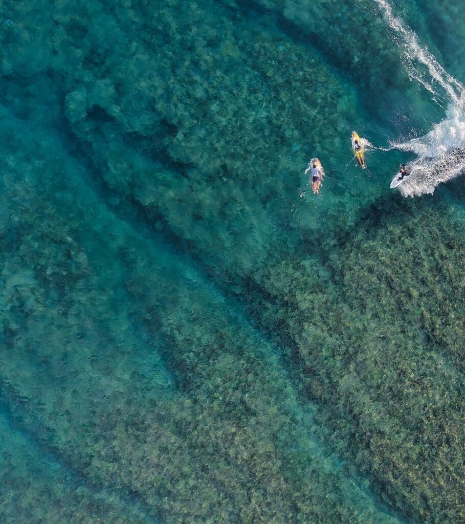 Aerial view of the surf break at Boa Vida Rote